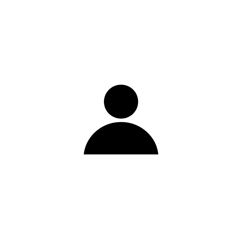 A minimal modern icon on a perfectly white square canvas. Centered: a white circle with a soft, subtle drop shadow around it. Inside the white circle: a simple person/user icon drawn with thick black strokes, no fill. The icon consists of a solid circle for the head and a smooth arc for the shoulders. Stroke width is bold and consistent. The background outside the circle matches the circle color (white). Clean, flat, professional design. No gradients, no decorations.