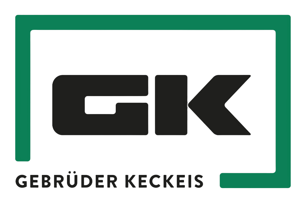 Das vorhandene Gebr. Keckeis Logo unverändert beibehalten, nur den weißen Hintergrund vollständig transparent entfernen. Logo, Farben, Text und Proportionen exakt erhalten.