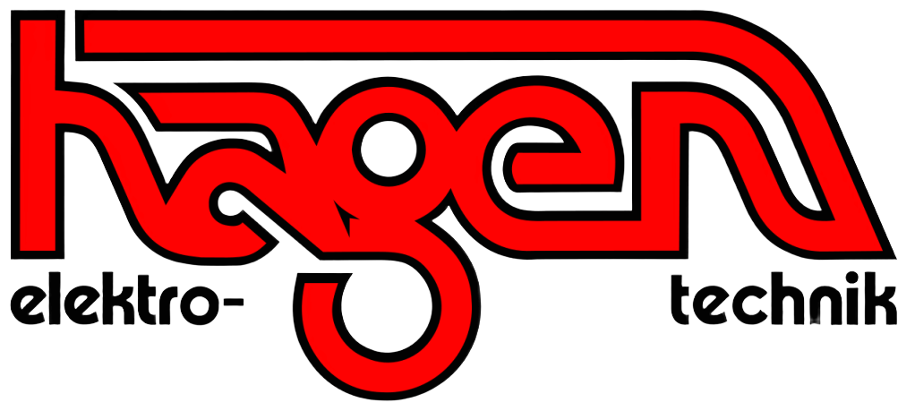 Das vorhandene Elektrotechnik Hagen Logo unverändert beibehalten, nur den weißen Hintergrund vollständig transparent entfernen. Logo, Farben, Text und Proportionen exakt erhalten.